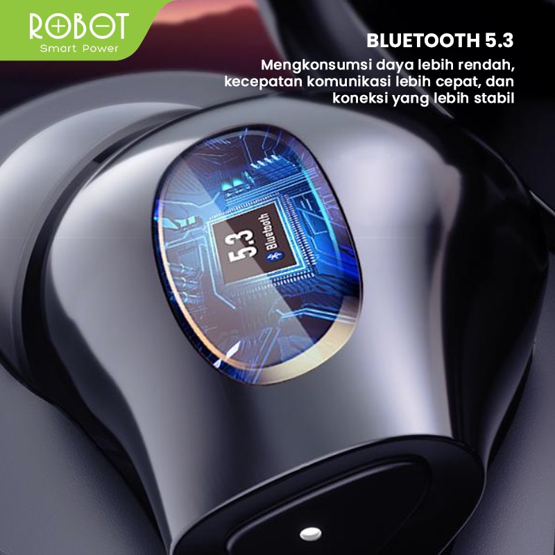 ROBOT Earphone Wireless / Mini Earbuds / Earbud / True Wireless Stereo / TWS Bluetooth 5.3 T30 Waterproof IPX4 Semi-In-Ear Original - Garansi Resmi 1 Tahun-2