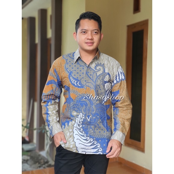 Kemeja Batik Pria PANSER BIRU Full Furing Katun Halus Size M-XXL High Quality