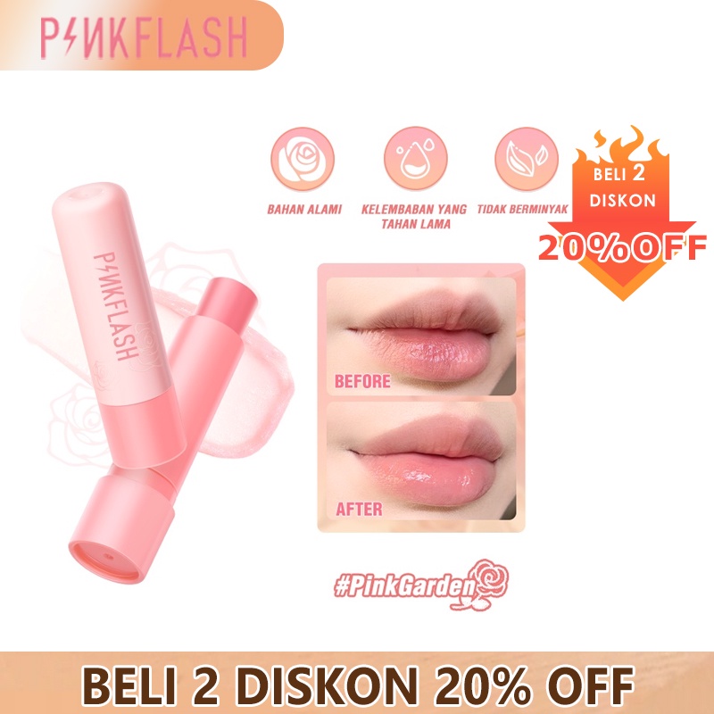 PINKFLASH #PinkGarden Plant Oil-Based Lasting Moist Lip Balm Lip Care Deep Hydration 4 Natural ingredients Repair Nourish Reduce Wrinkles