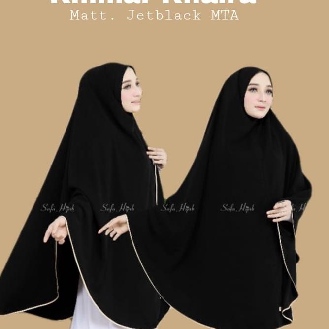 Khimar Syari Jetblack MTA Khimar Khaira list pita warna/polos super cantik pet dan non pet Jilbab Ju