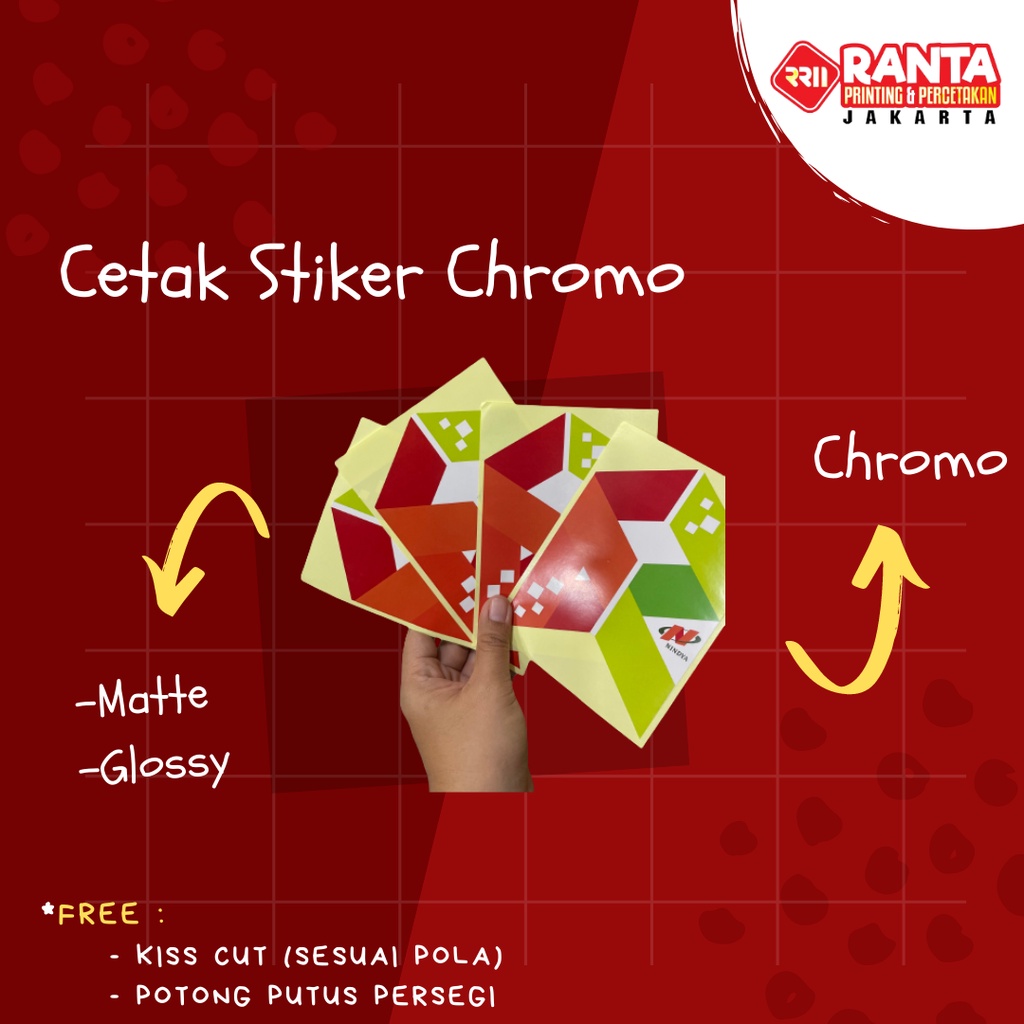 

Cetak Stiker Custom Label Makanan Sticker Segel Kemasan Produk Kue Nama Botol Minuman Chromo A3+