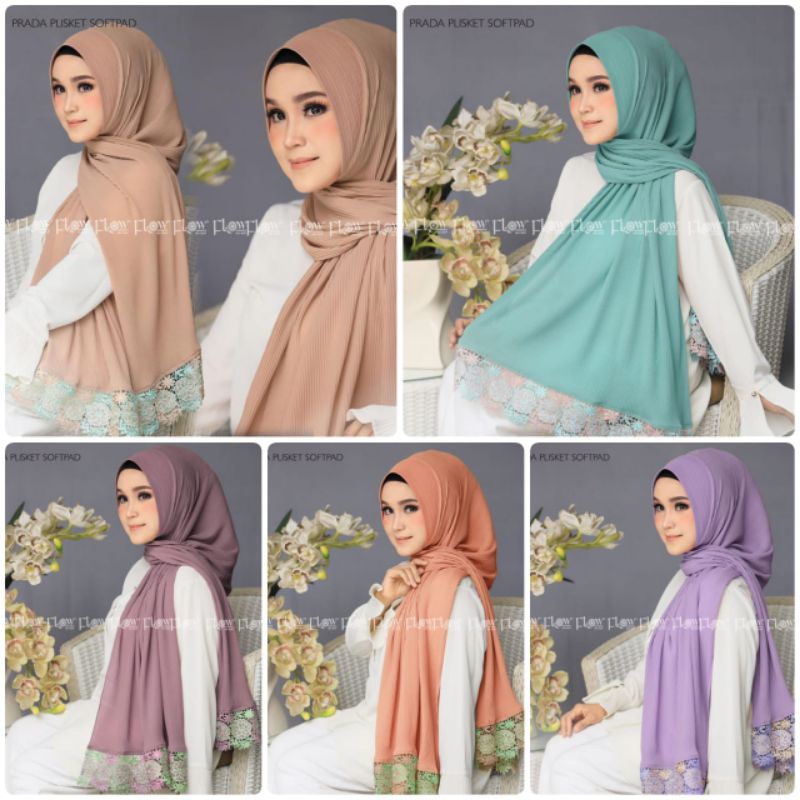 Pasmina Soft Pad Prada Plisket Ori Flow Hijab