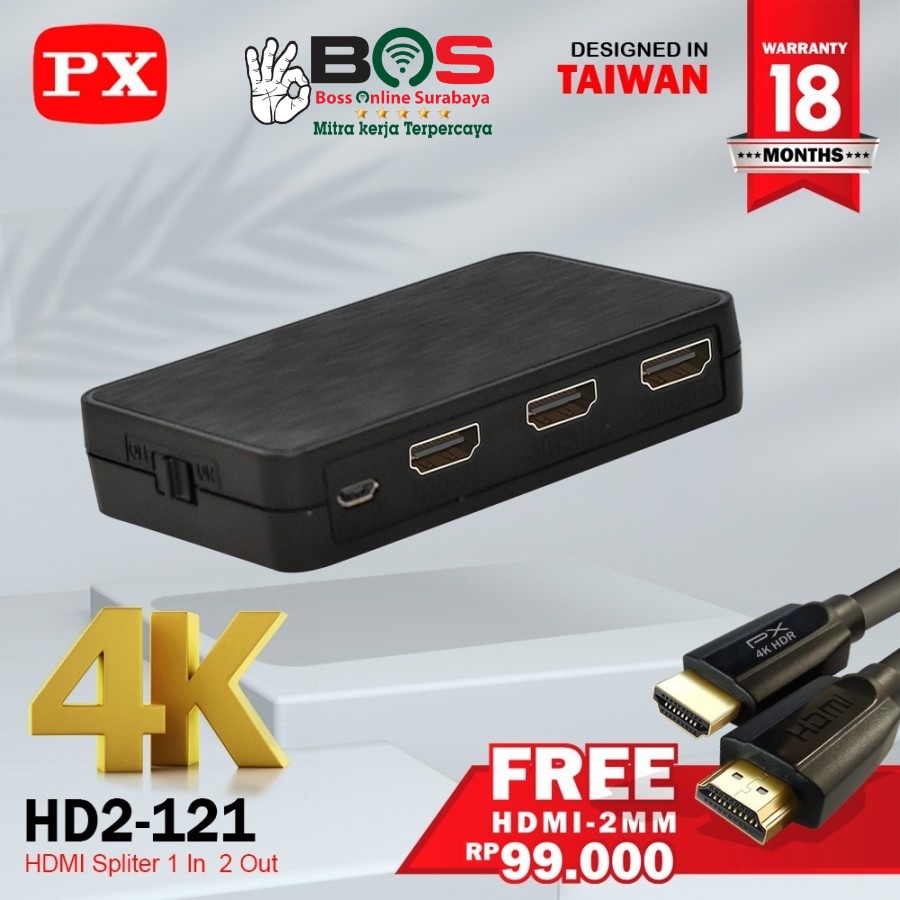 PX HDMI Splitter 1 Input 2 Output Full HD 3D 4K 2 port PX HD2-121 PX HD 121