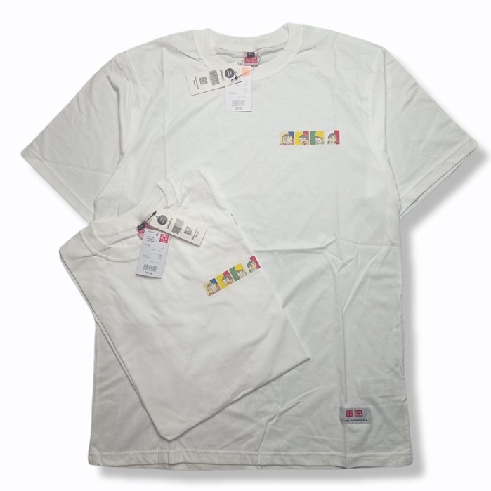 UNIQLO KAOS UNIQLO / T-shirt uniqlo / kaos unisex / kaos pria wanita - kaos surfing baju - kaos oversize - dewasa - baju distro - KAOS POLOS - baju kaos - kaos racing-white doraemon
