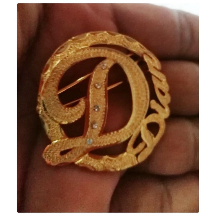 BROS HURUF NAMA LAPIS EMAS /BROS PIN CUSTOM /BROS PIN TEMPAH NAMA UKIR NAMA-3