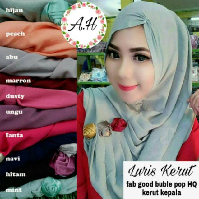 Hijab syiria instan kerut, jilbab instan modern