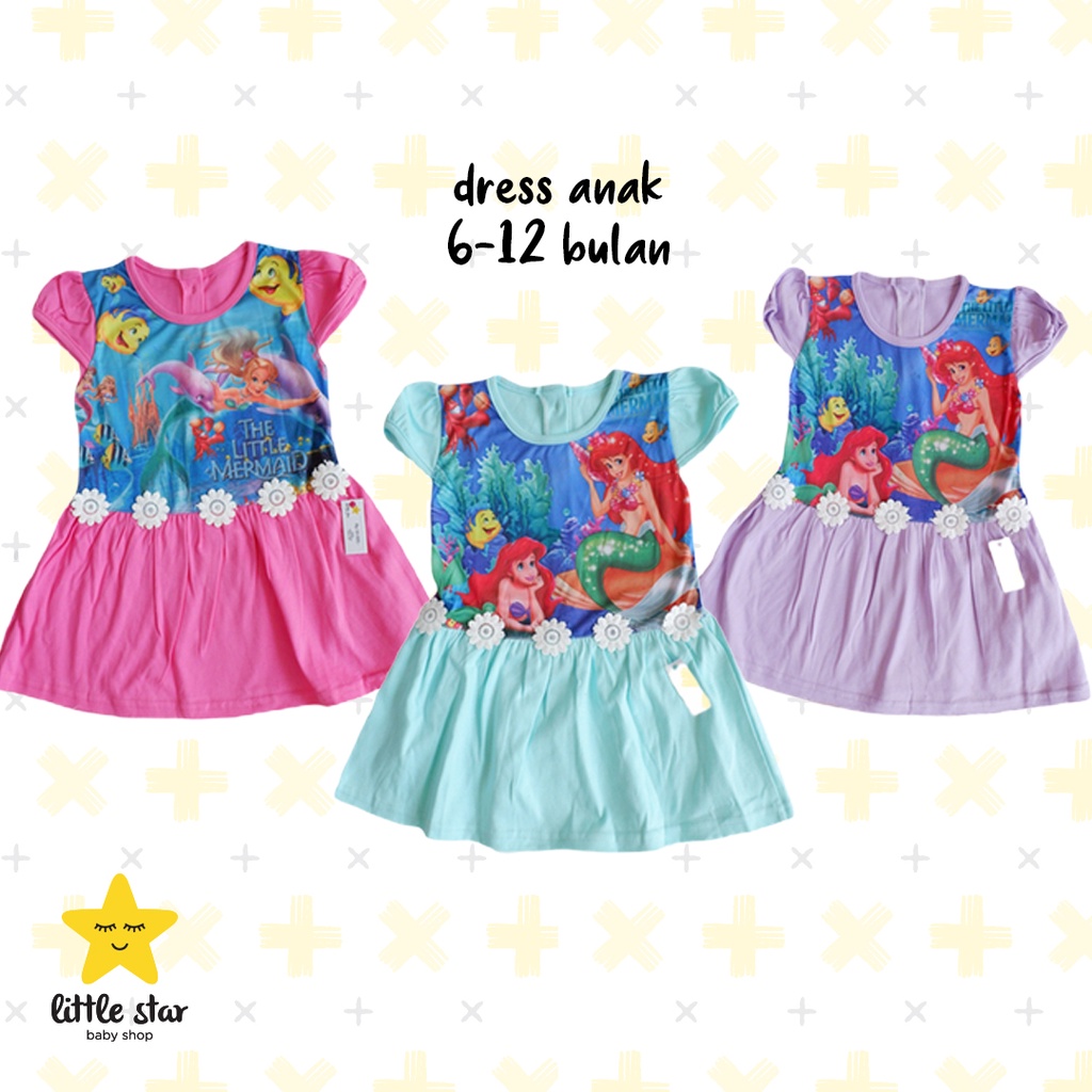 Dress Anak Perempuan Little Mermaid | Set Baju Bayi Cewek Putri Duyung