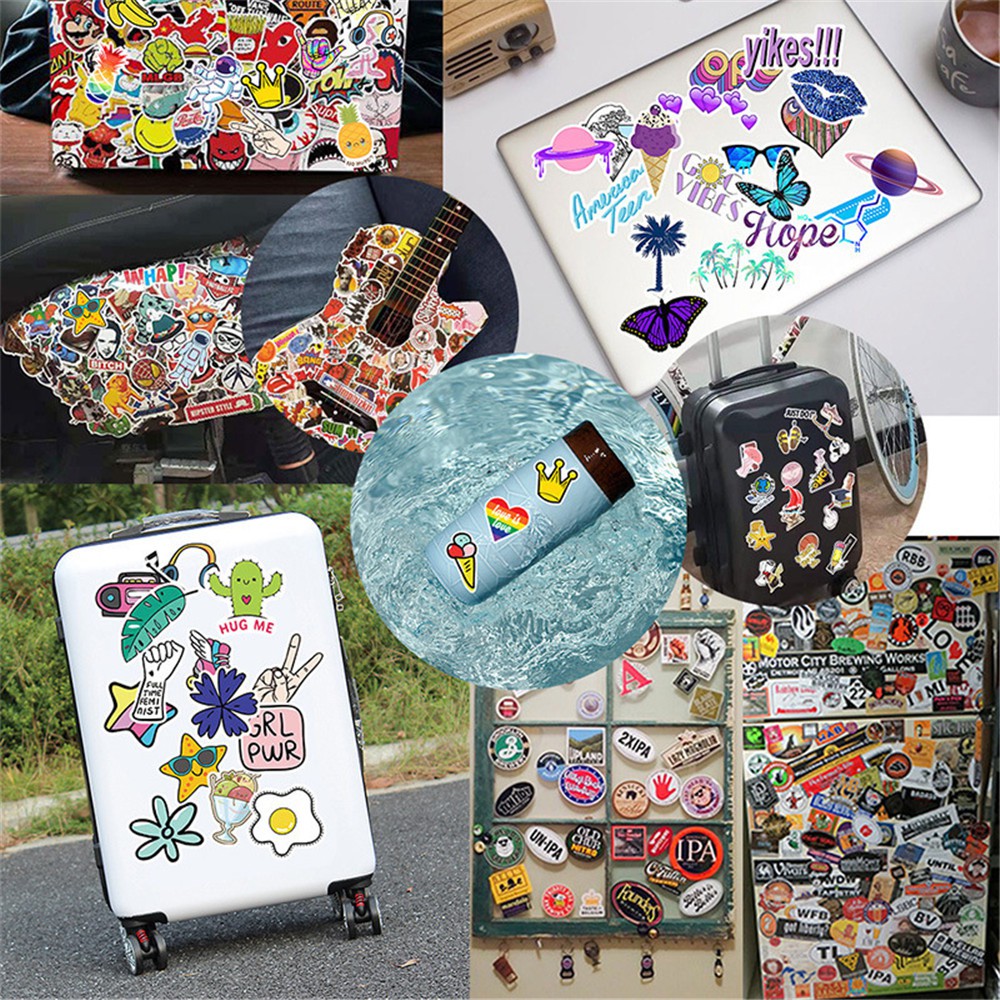 【COD Tangding】50pcs/set Purple Cute Girl Cartoon Hand Account Stickers INS Laptop Suitcase Waterproof Stickers