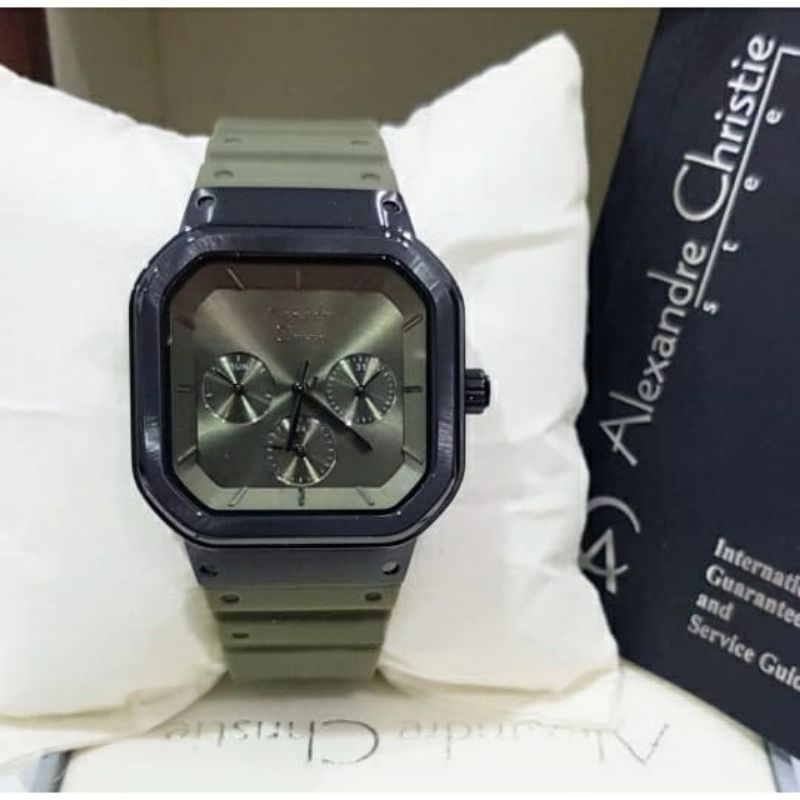 Jam Tangan Wanita Cewek Alexander / Alexandre Christie AC 2811 BF HIJAU ARMY