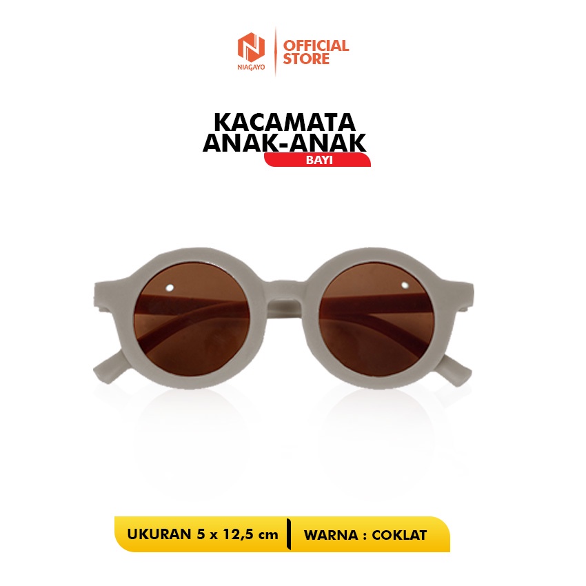 Kacamata Anak Model Bulat Dengan Lensa Hitam-COKLAT