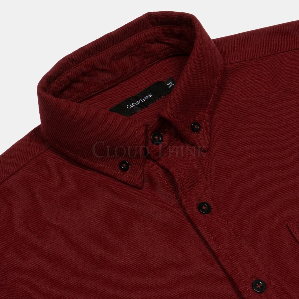 Kemeja Pria Lengan Panjang Merah Maroon | Original Cotton Pique Best Quality