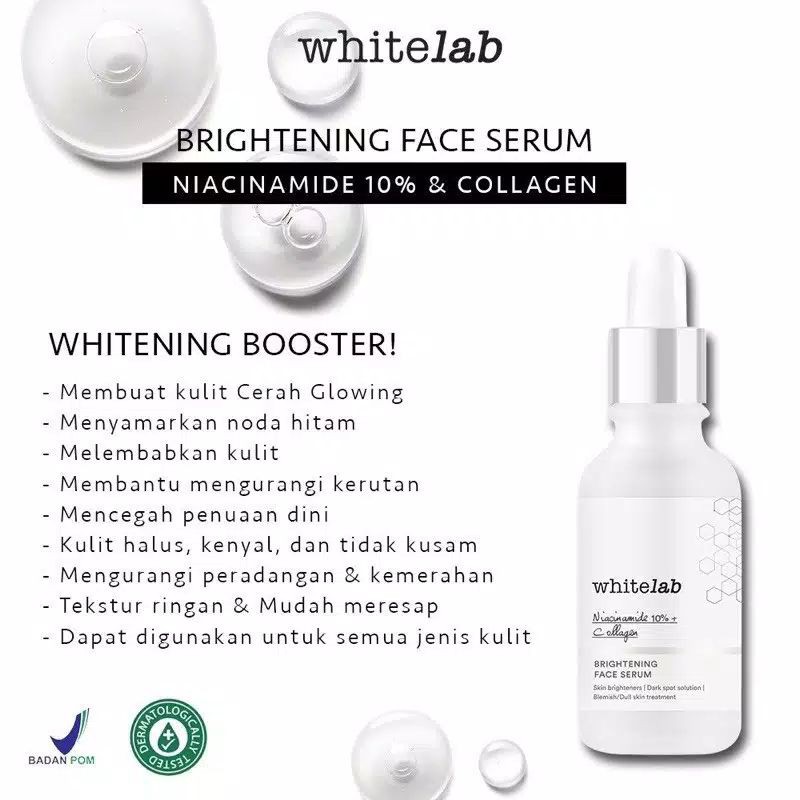 WHITELAB BRIGHTENING FACE SERUM/ SERUM WAJAH WHITELAB ORIGINAL 100%