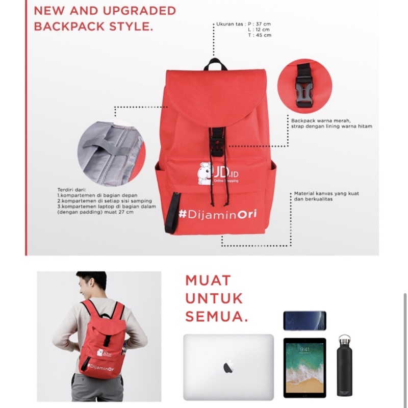 Tas Ransel Backpack Murah Premium Merah