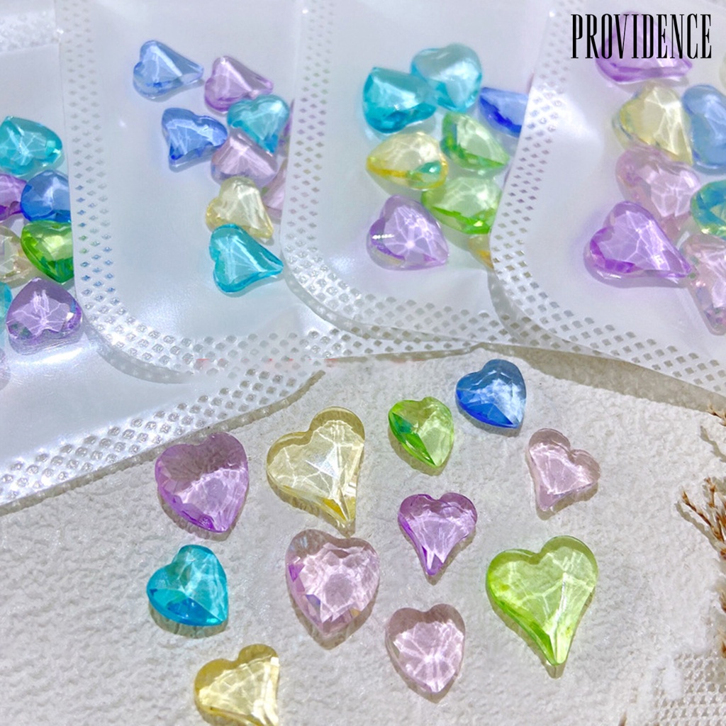 Providence 10Pcs Charms Berlian Imitasi Bentuk Hati 3D Warna Campur Untuk Dekorasi Nail Art