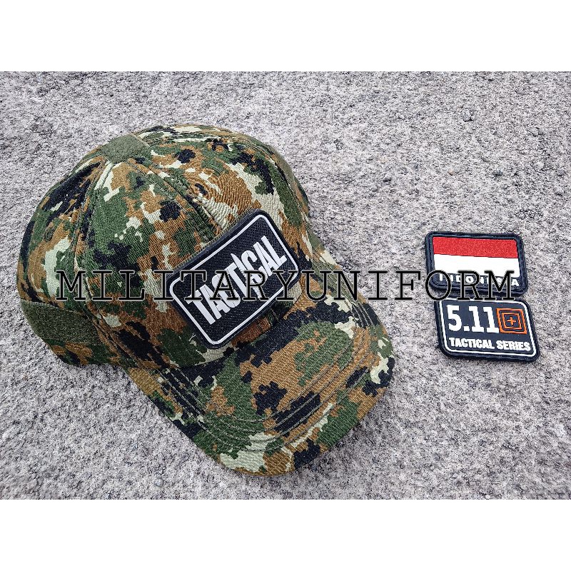 TOPI ARMY VELCRO LINUD + EMBLEM KARET