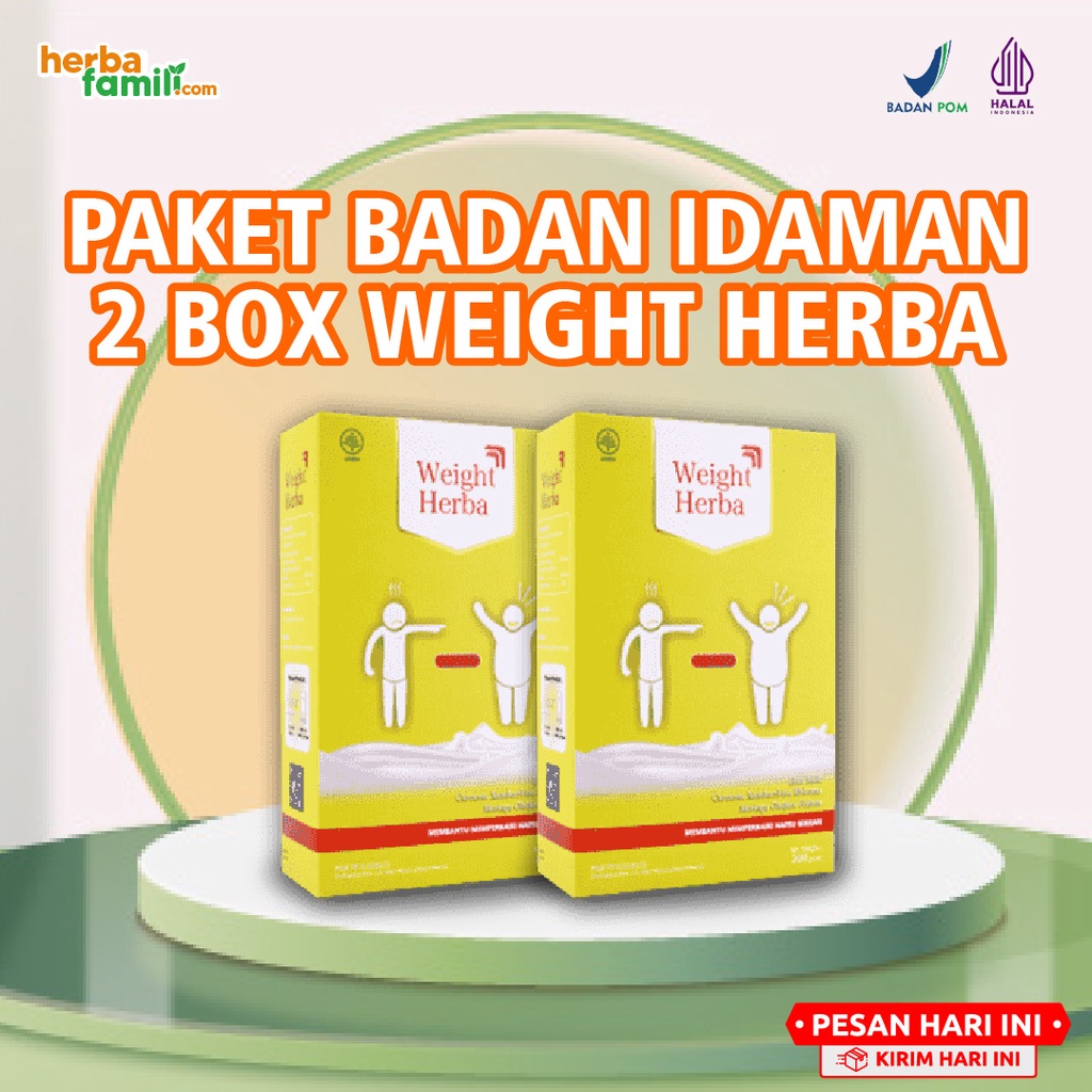 

Weight Herba Original 2 Box Penambah Nafsu Makan Berat Badan Gemuk Dewasa dan Anak Secara Aman Alami Tanpa Olah Raga Rendah Gula 100% Ori Halal MUI BPOM Isi 200 gr