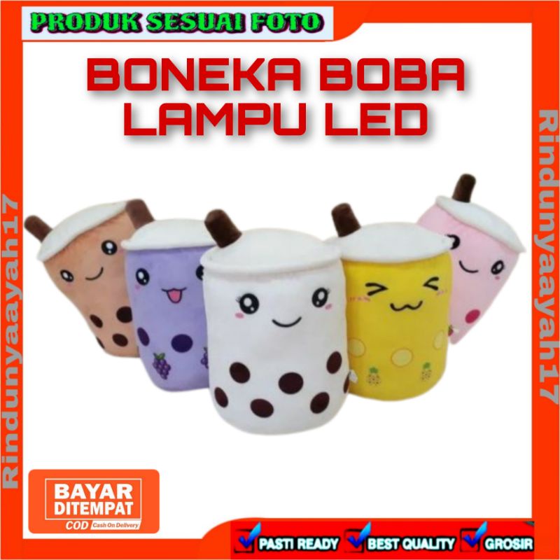 [RA] BONEKA BOBA LAMPU LED VIRAL BROWN SUGAR BUBBLE MILK TEA DOLL