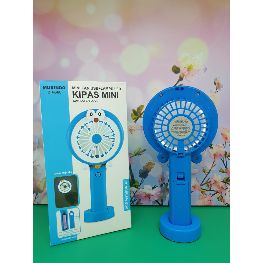 MINIFAN KIPAS ANGIN LAMPU LED DORAEMON HELLO KITTY / KIPAS ANGIN PORTABLE USB CHARGER PRAKTIS LUCU