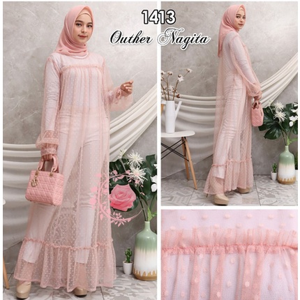 Outerr Gamis Trandy Modis Kekinian Dress Luaran Terbaru 2021 Bahan Tile Kekinian Outer Nagita