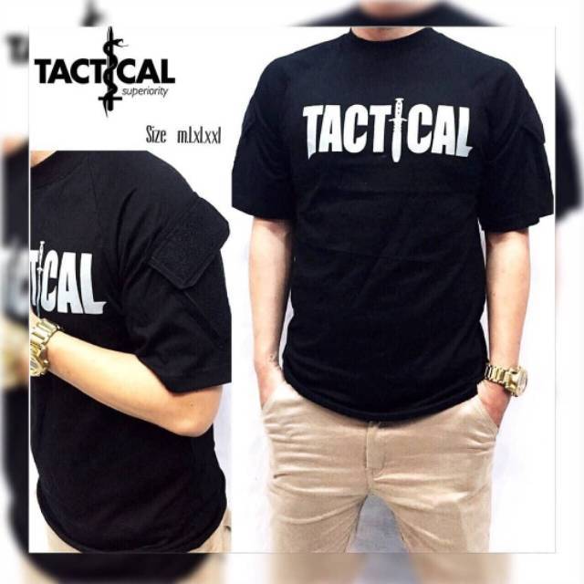 tactical t-shirt/kaos tactical hitam pendek