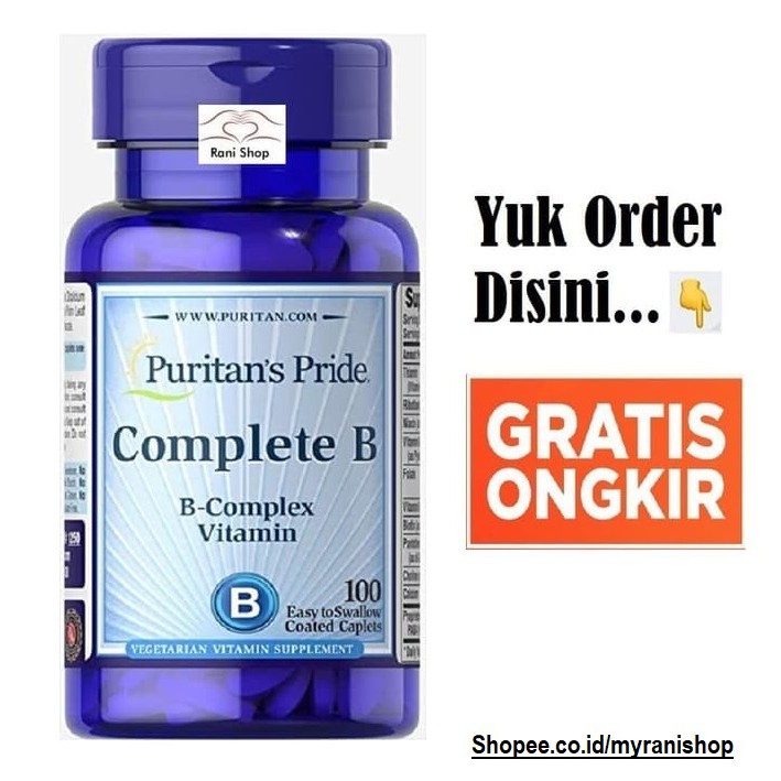 Puritan's Pride Complete B 100 Caps Vitamin Energi Kompleks Puritan Vit B Complex Puritans B-Complex