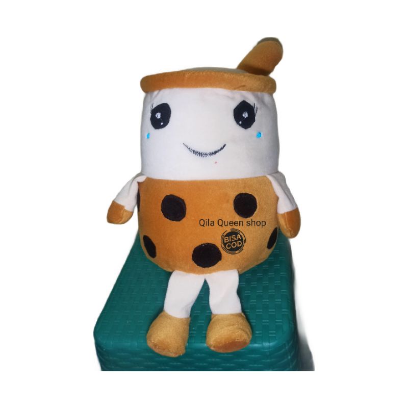 Boneka boba LED L milk tea brown sugar kaki tangan ukuran 35cm berkualitas SNI TERMURAH