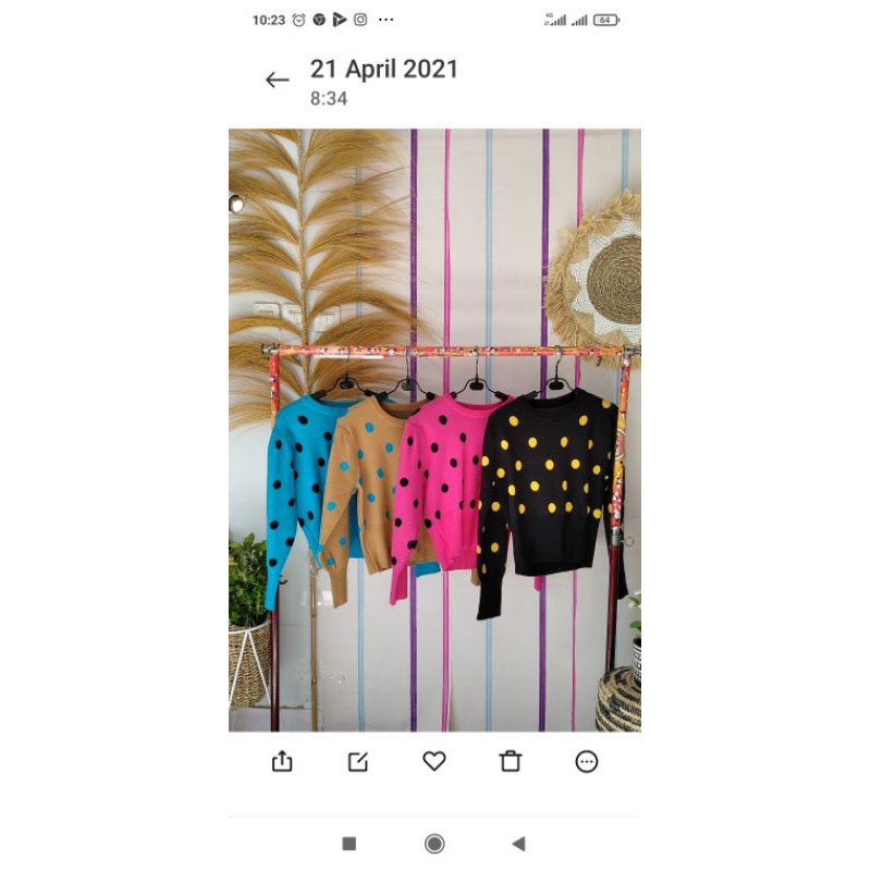 atasan rajut import polkadot
