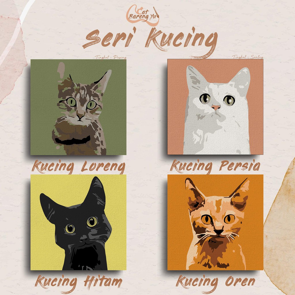 

Paint By Numbers Kit Seri Kucing | Kucing Hitam | Kucing Oren | Kucing Loreng | Kucing Persia |