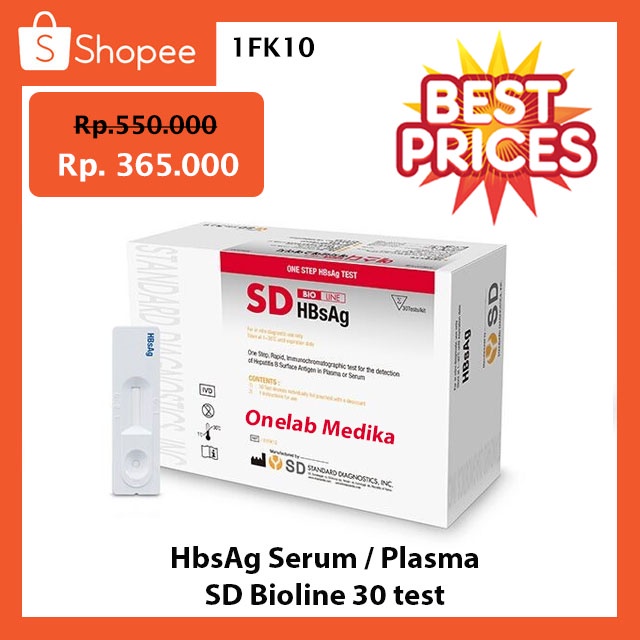 HbsAg Tes Hepatitis B Serum Plasma 30 Test SD Bioline 1FK10
