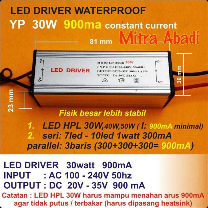 LED Driver 30 Watt 900 mA Casing Besi