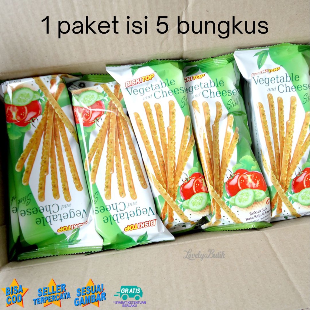 Biskitop Vegetables Sticks Paket Isi 5 Bungkus Biskuit Stick Keju Cheese Stick Berat 60 Gr Biskuit Anak Dewasa Enak Renyah - Lovelybutik