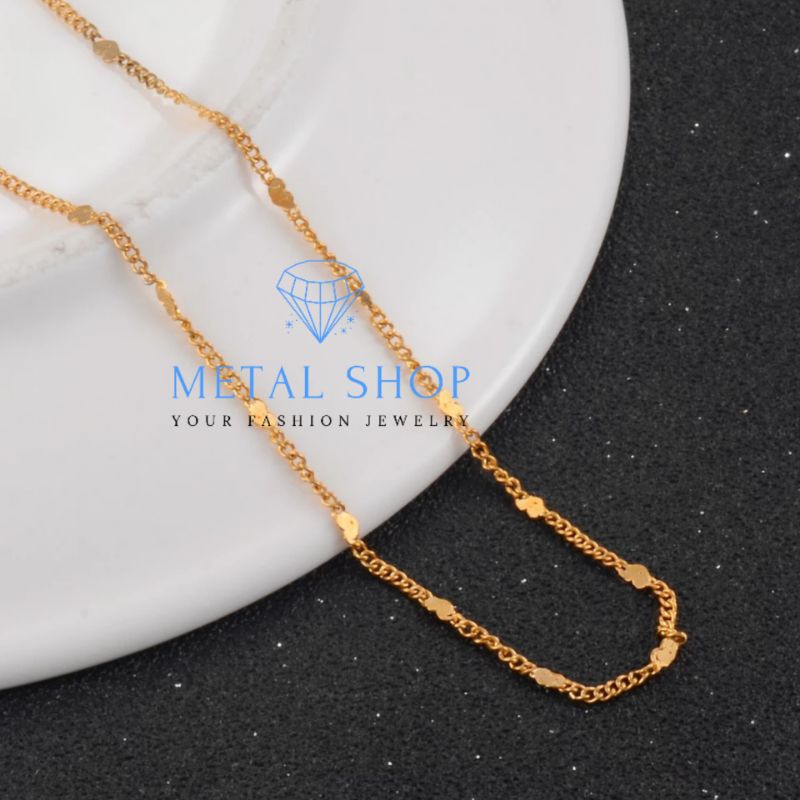 Kalung Titanium Pria Wanita Anti Karat Model Figaro Nuri 50CM