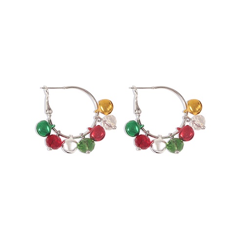 LRC Anting Tusuk Fashion Color Christmas Alloy Bell P28968