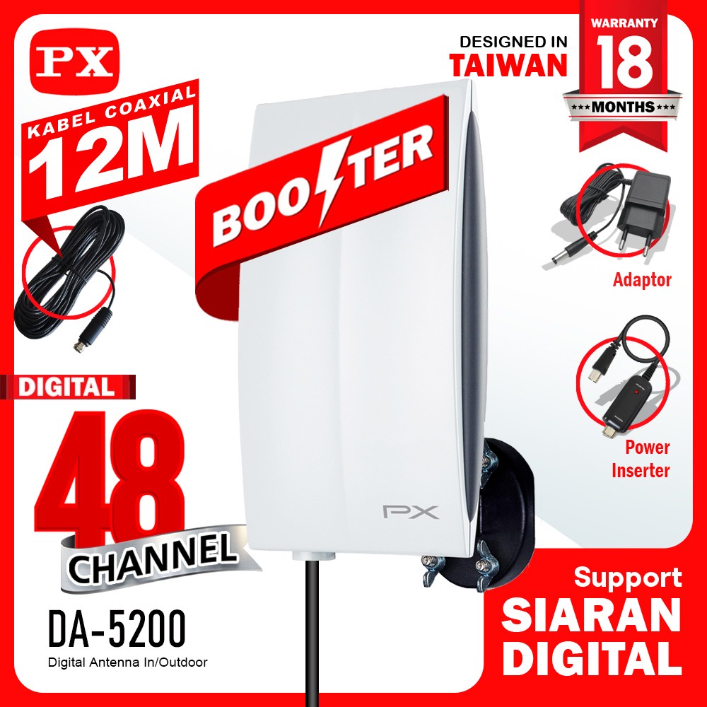 Antena TV Digital Analog Booster Indoor Outdoor PX DA-5200 Jogja