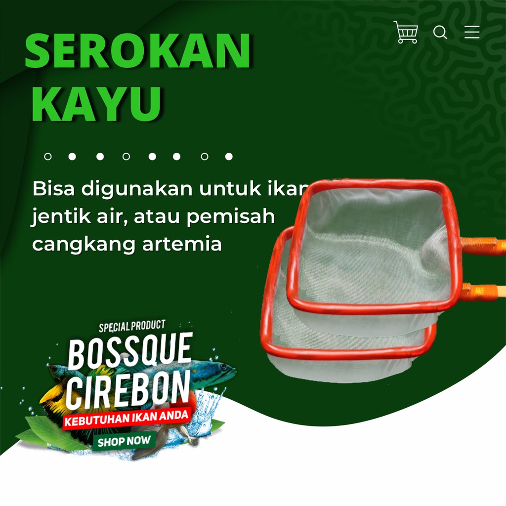 Serokan Ikan Cupang KAYU KOTAK 6cm Seser Saringan Sauk Ikan Hias Jentik Kutu Air