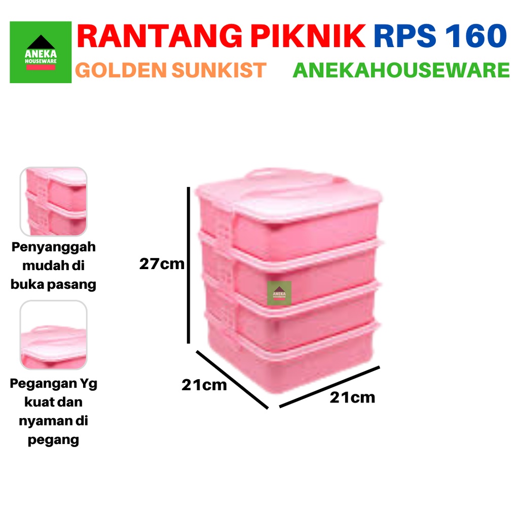 Rantang Piknik Susun Anak Wadah Saji Makanan RPS 160 Golden Sunkist