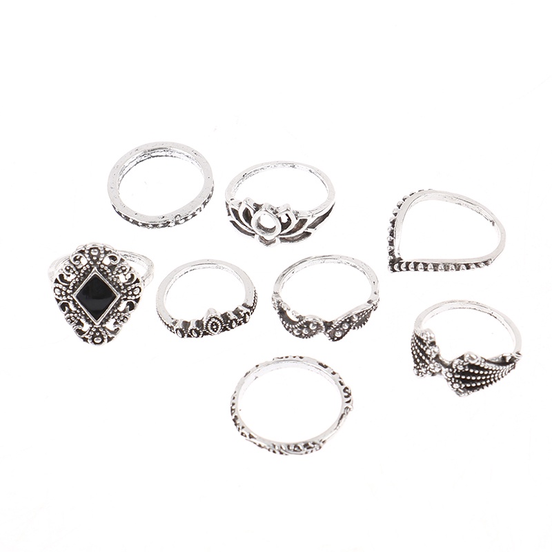 15pcs / set Cincin Gaya Vintage Punk Gothic Untuk Wanita