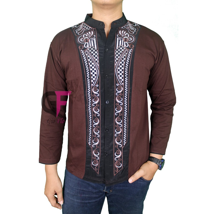 GIOFLO Koko Etnik Muslim Baju Muslim Pria Brown / KKL 21