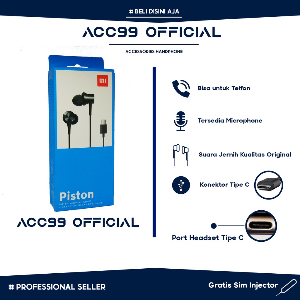 Earphone Xiaomi Tipe C Original Headset Mi Tipe C Original Headset Xiaomi Tipe C Original