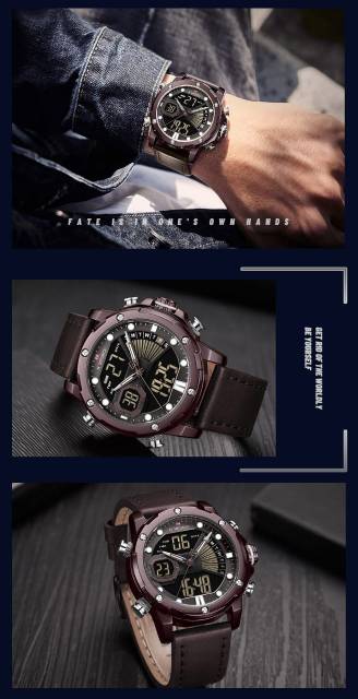 [ORIGINAL] 5 Warna Naviforce NF9172 Dualtime Kulit