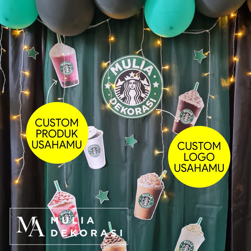 Paket Dekorasi Backdrop Viral Custom Bisnis Produk Logo Usaha Kekinian