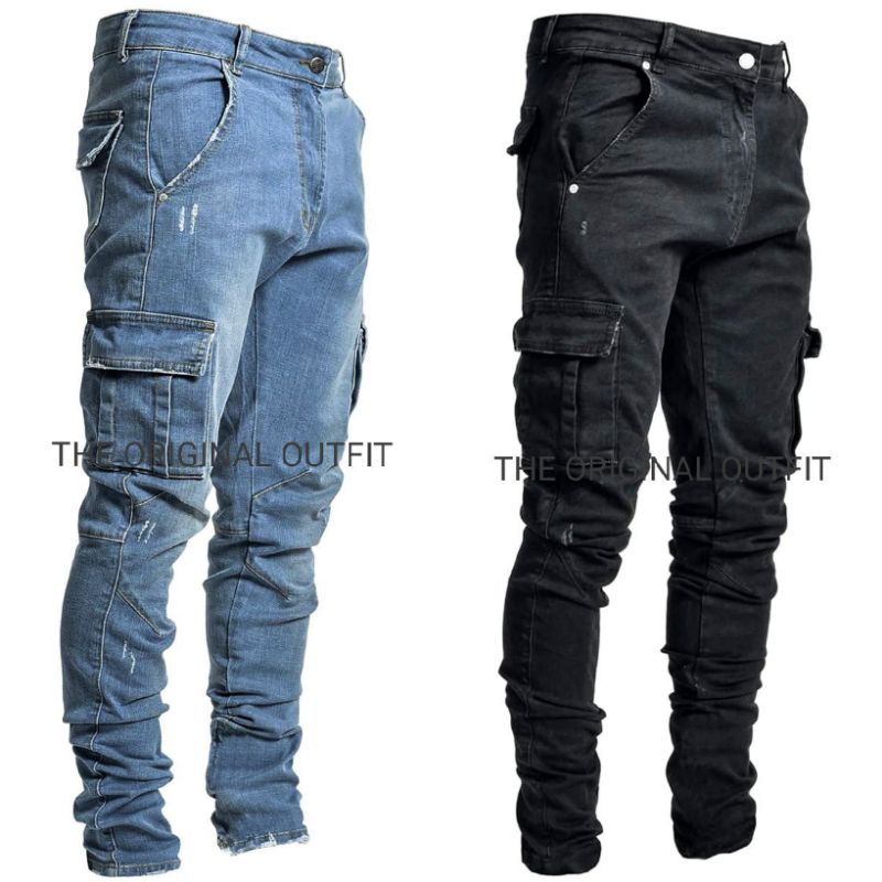 CELANA CARGO PRIA NEW JEANS CARGO PANJANG CELANA PANJANG DISTRO JEANS PRIA JEANS RIPPED SKINNY Celan
