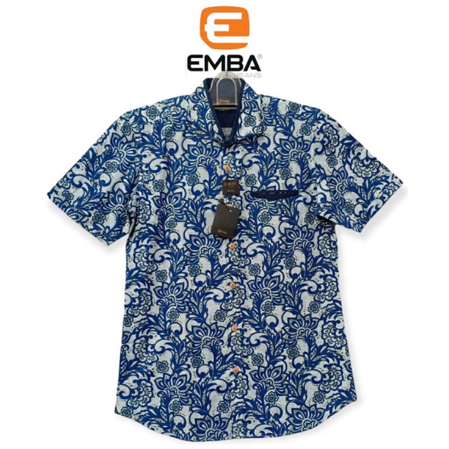 PROMO KEMEJA EMBA ORIGINAL BATIK- BIRU SLIMFIT