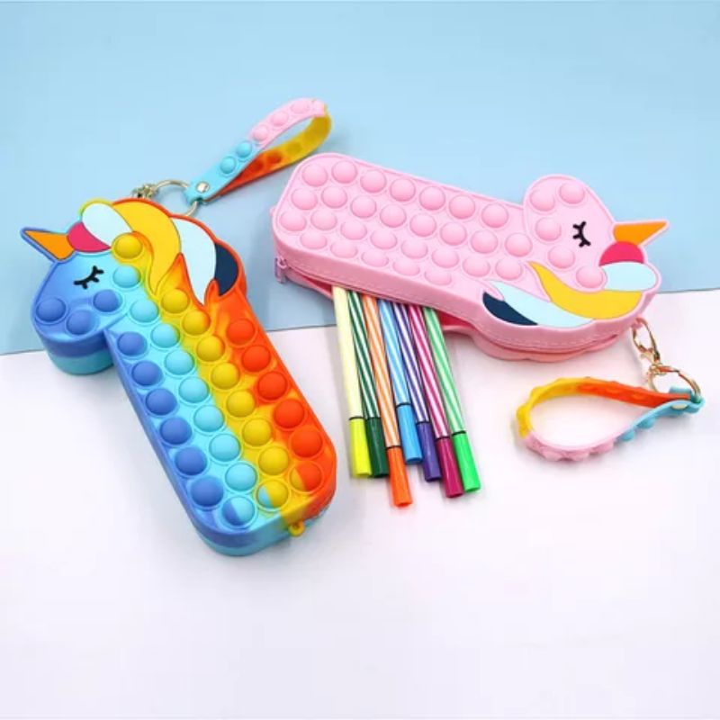 Tempat pensil Pop it Unicorn LED