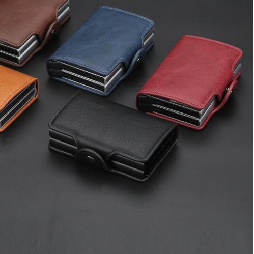 

➬ Baellerry Dompet Kartu Kulit Double Card Holder RFID BLY038 - Coklat Tua ♪