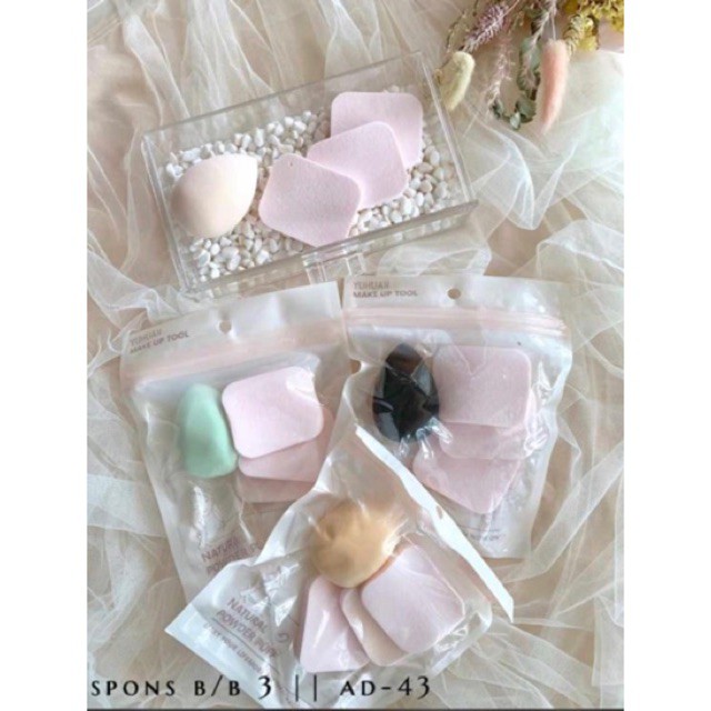 (READY) SPONGE MAKE UP ISI 4 / SPONGE FOUNDATION/ SPONGE BEDAK &amp;  SPONGE MAKE UP 4 IN 1 ANEKA MODEL