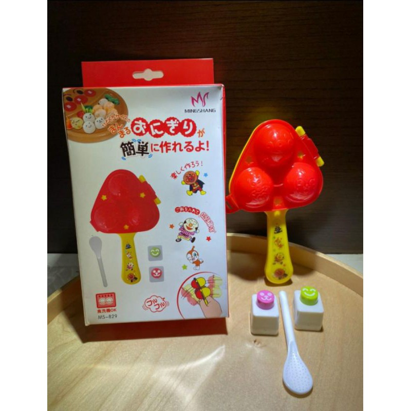 Anpanman Bento 3pcs Set Cetakan Nasi Sushi Rice Shaker Face Nori Puncher Rice Mold Sendok Nasi Cetak