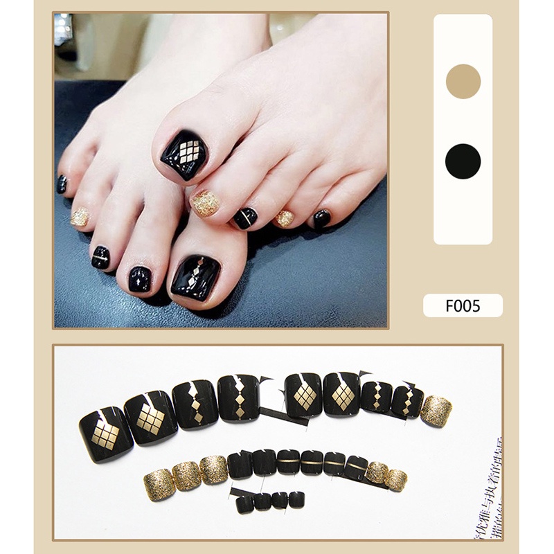 24pcs/ KUKU  PALSU KAKI  MOTIF TOE FAKE NAILS Untuk Nail Art