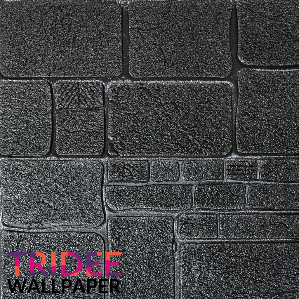 Wallpaper Foam 3D Motif Batu Hitam Putih 7MM|TRIDEE STONE BLACK WHITE