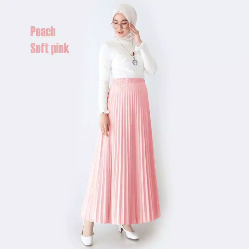 ROK WANITA PLISKET ( PREMIUM )-Soft pink